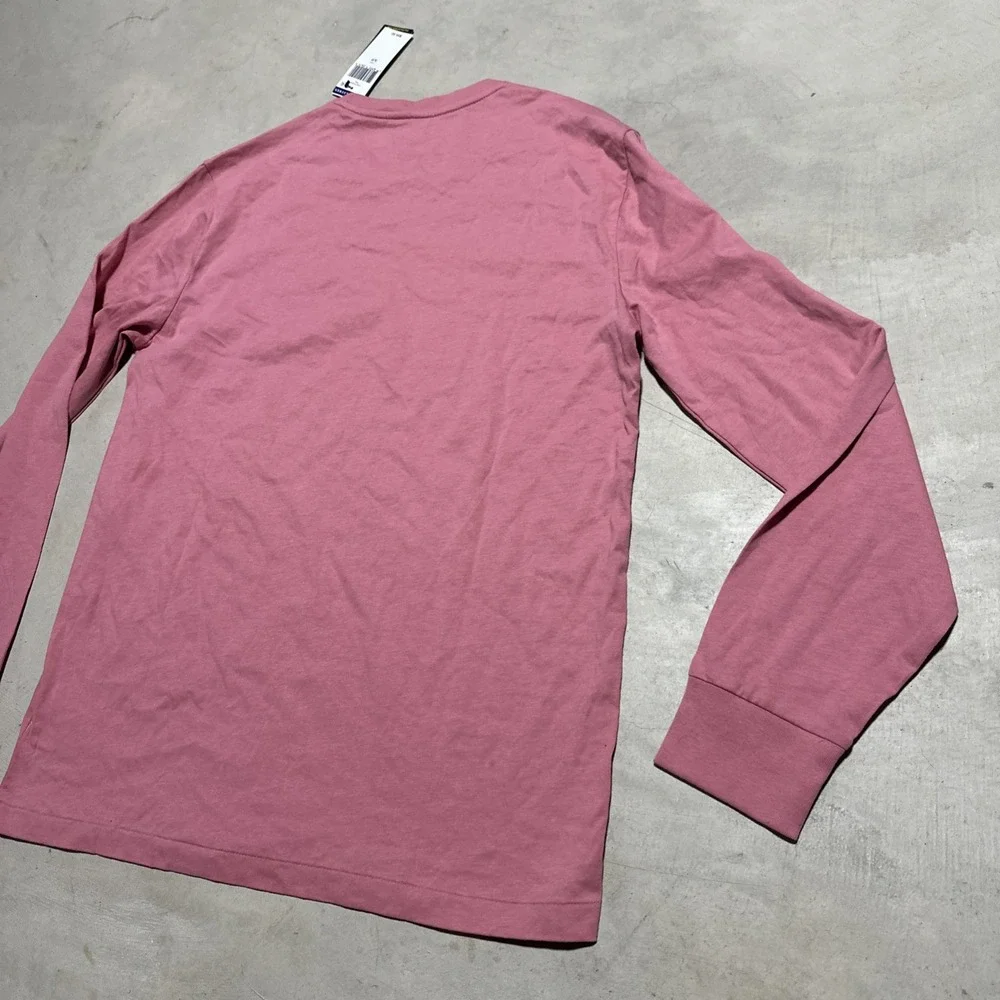 Men's Polo Ralph Lauren Pink Crew Neck Cotton Knit Logo T-Shirt Long Sleeve SZ S